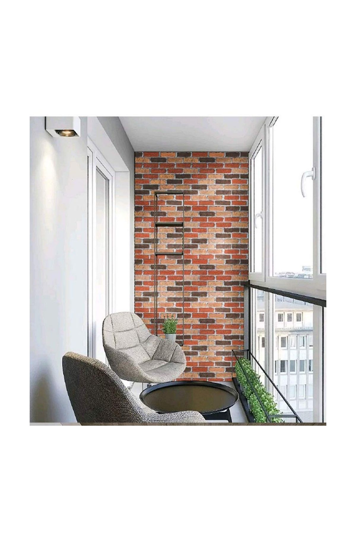 Kırmızı Tuğla Taş Desenli Kendinden Yapışkanlı 3d Duvar Raf Kapı Kaplama Kağıdı 5 Metre 60 Cm