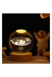 Dekoratif Gezegen Tasarımlı Ahşap Altlıklı Işıklı Cam Küre Cam:6cm Ahşap:2cm
