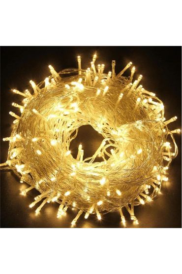 10m 60 Led Gün ışığı 2 Kademeli Şeffaf Kablo Pilli MZ6409-1