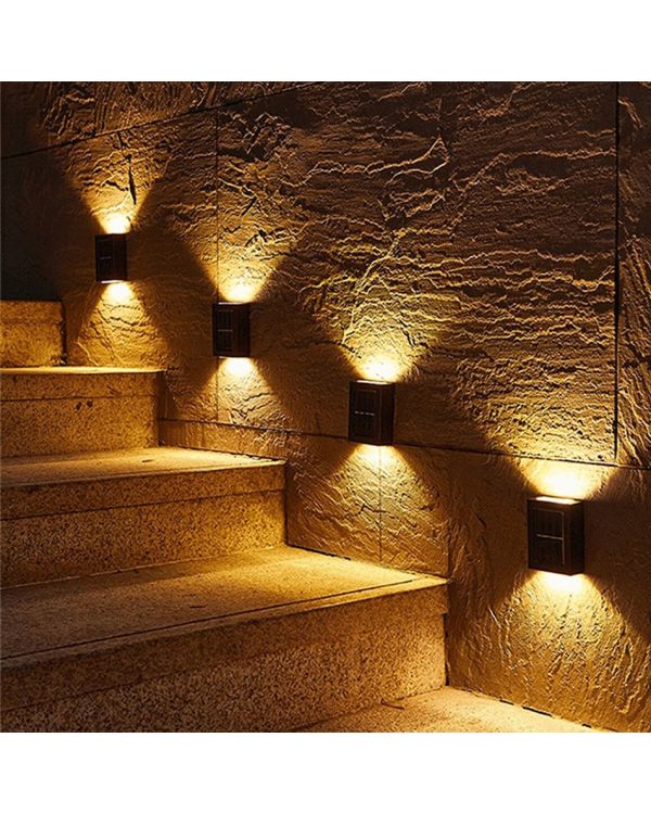 4 Lü Metal Modern Solar Duvar Lamba Dekorasyon Aydınlatma Aplik 6 Ledli Güneş Enerji Işığı