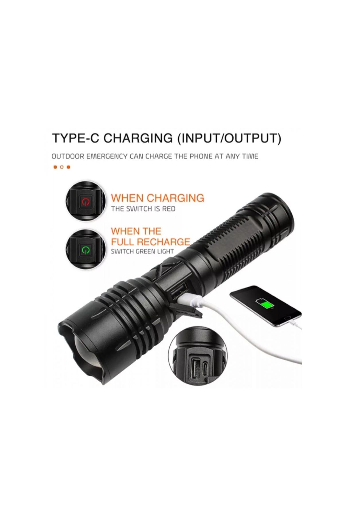 F.B.I F-38  Yüksek Güç Ultra Spot Uzun Menzilli El Feneri Şarj Edilebilir LED   Güçlü El Fener Aydınlatma