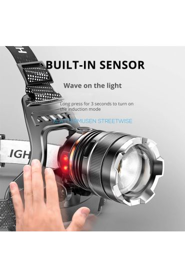 PeakStar PS-8002 SENSÖRLÜ ZOOMLU PROFESYONEL ŞARJLI KAFA LAMBASI