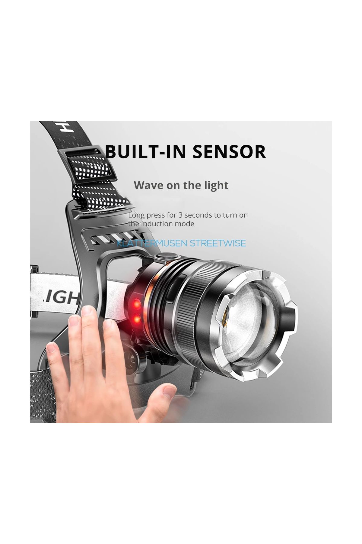 PeakStar PS-8002 SENSÖRLÜ ZOOMLU PROFESYONEL ŞARJLI KAFA LAMBASI
