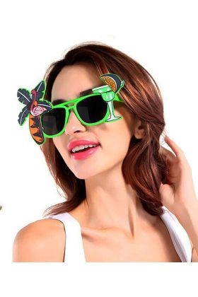 Hawaii Luau Cocktail Temalı Parti Gözlüğü Yeşil Renk 8x15 cm