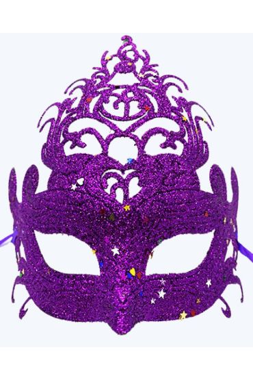 Mor Renk Parti Maskesi - Parlak Mor Sim Balo Maskesi 21x20 cm
