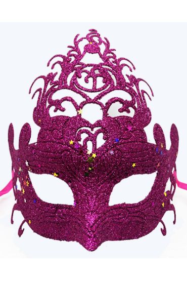 Fuşya Renk Parti Maskesi - Parlak Fuşya Sim Balo Maskesi 21x20 cm