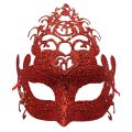 Kırmızı Renk Parti Maskesi - Parlak Kırmızı Sim Balo Maskesi 21x20 cm