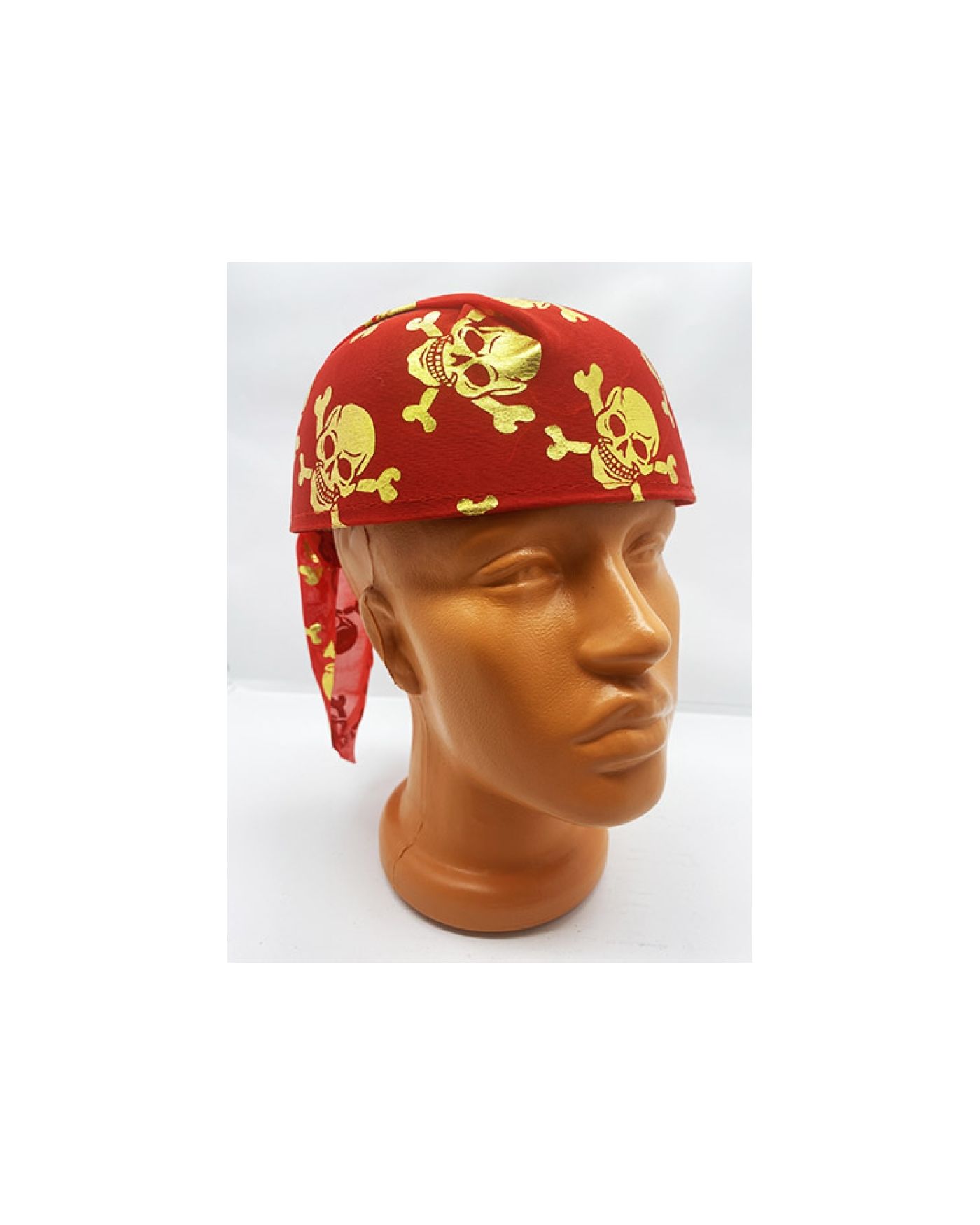 Kırmızı Renk Altın Kuru Kafa Baskılı Tas Korsan Şapkası