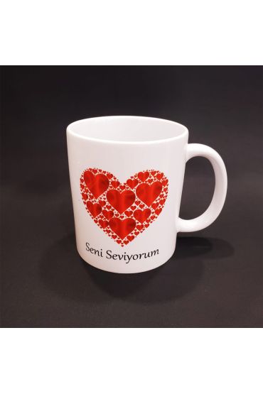 Kalpli Seni Seviyorum Baskılı Kupa Bardak