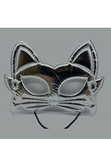 Gümüş Renk Kumaş Malzemeden İmal Kedi Maskesi 19x15 cm