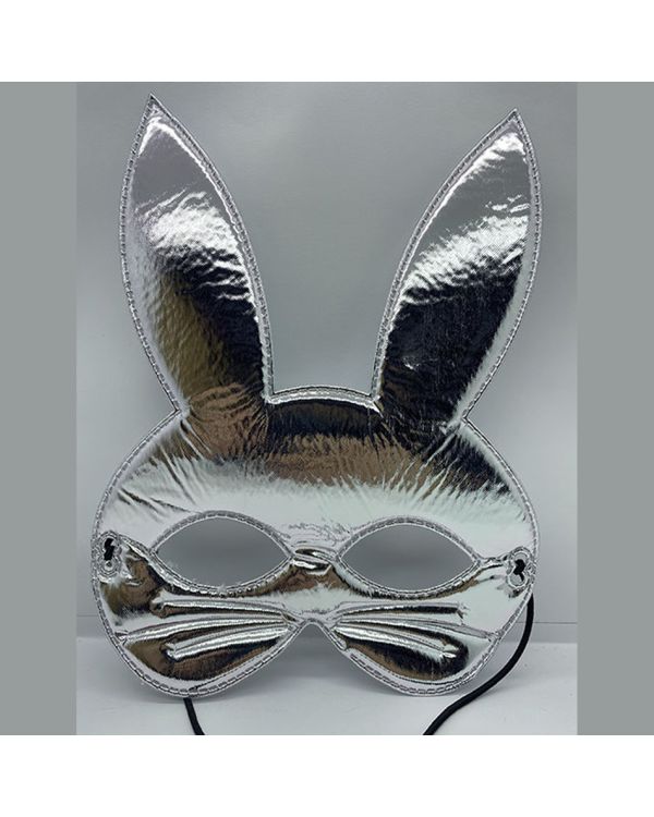 Gümüş Renk Kumaş Malzemeden İmal Tavşan Maskesi 25X17 cm
