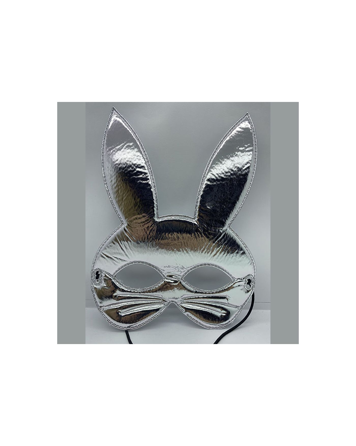 Gümüş Renk Kumaş Malzemeden İmal Tavşan Maskesi 25X17 cm