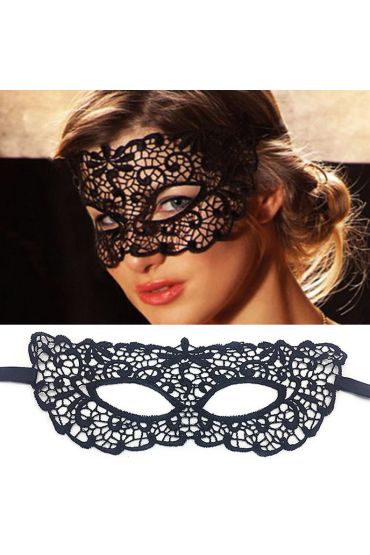 Siyah Renk Dantel İşlemeli Örgü Parti Maskesi Model 7