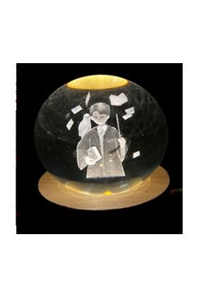 Dekoratif Harry Potter Tasarımlı Ahşap altlıklı Işıklı Cam Küre Cam:6cm Ahşap:2cm
