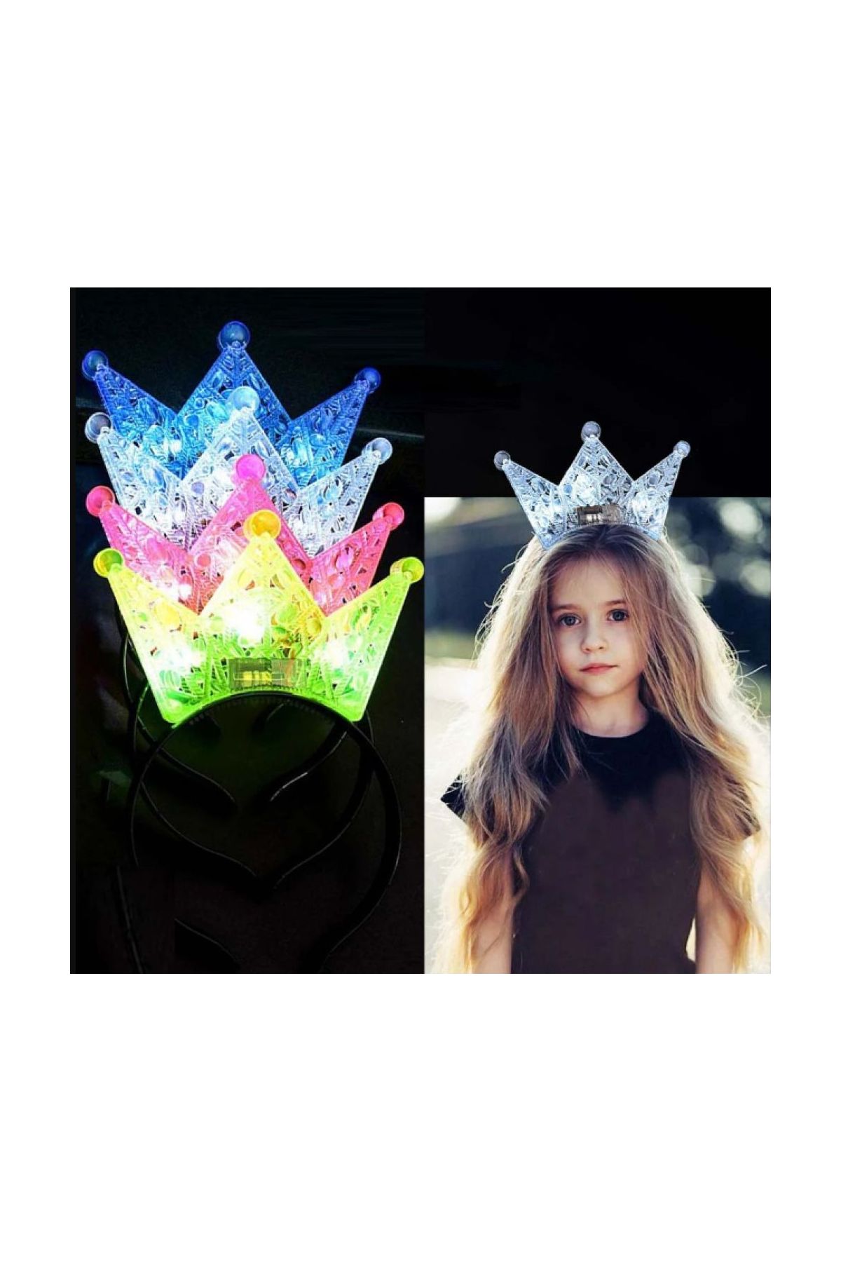 Led Işıklı Kraliçe Tacı Kral Tacı Mor Renk