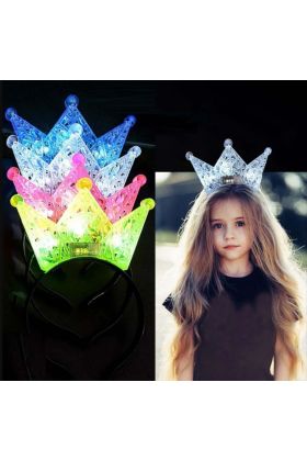 Led Işıklı Kraliçe Tacı Kral Tacı Sarı Renk