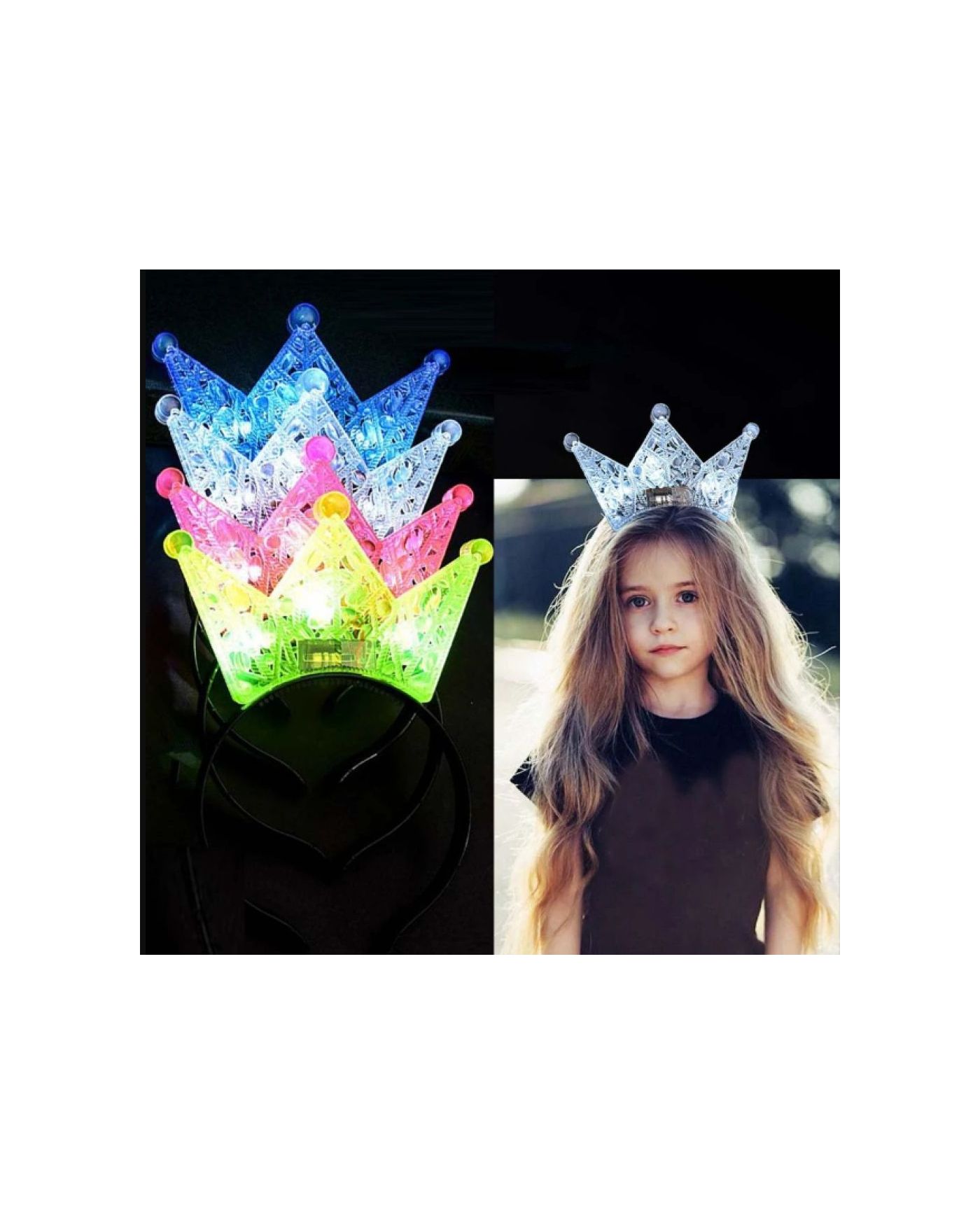 Led Işıklı Kraliçe Tacı Kral Tacı Sarı Renk