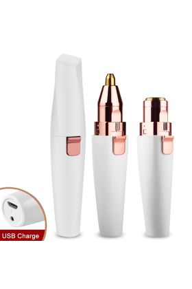 Mini Şık Tasarım Iki Başlı Led Işıklı Şarjlı Ruj Epilatör Kaş Düzeltici Kadın Epilasyon Tıraş Aleti