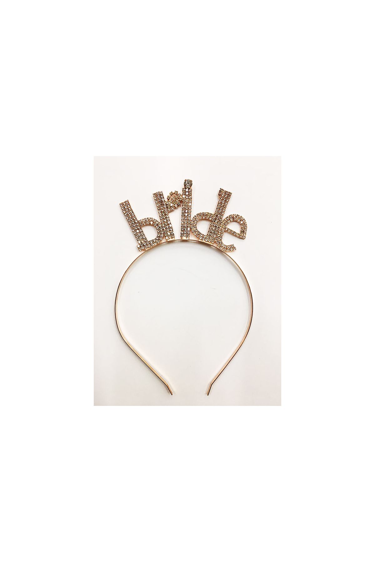 Kristal Taşlı Rose Gold Renk Bride Yazılı Taşlı Taç 18x13 cm