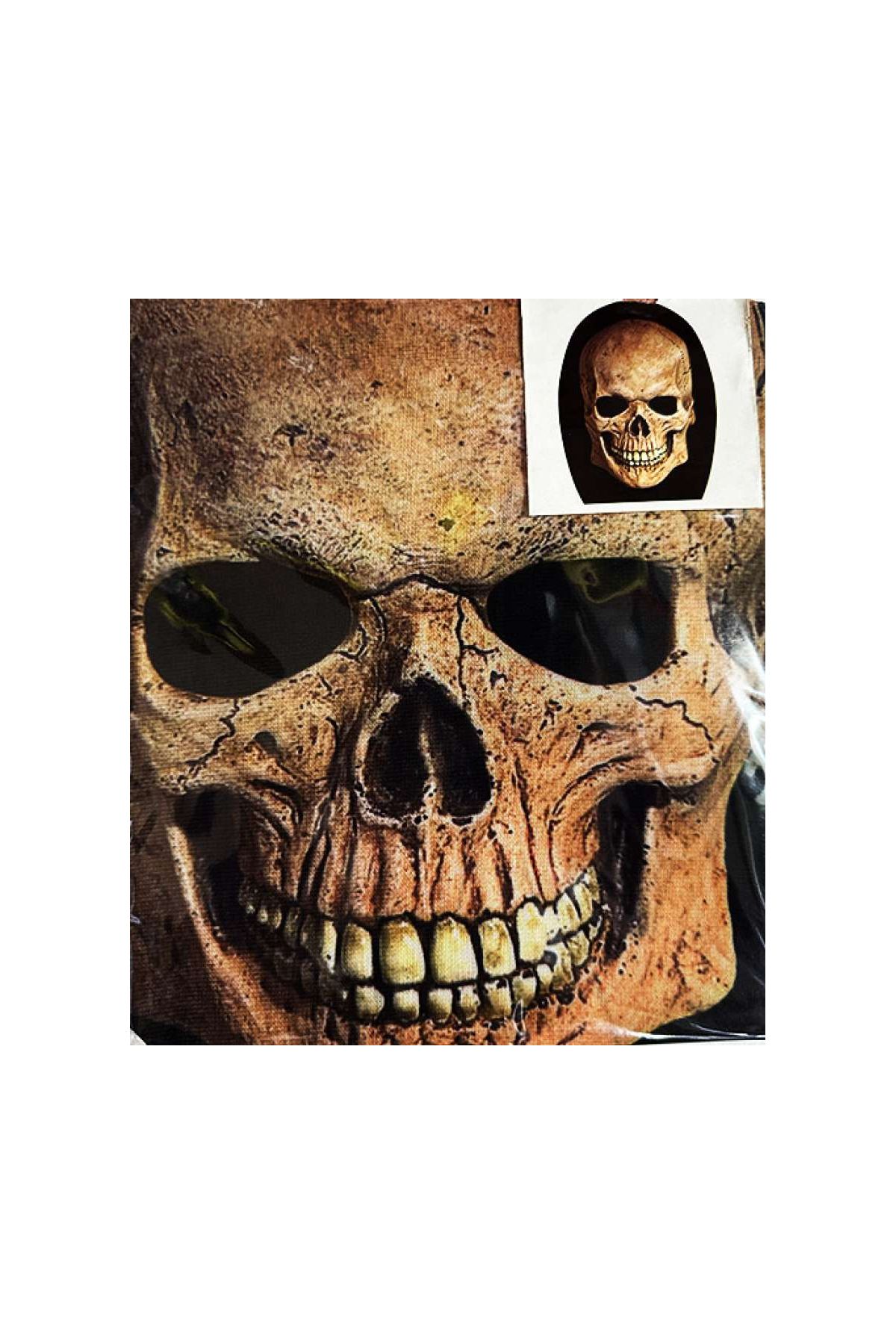 Yüze Yapışan Kafaya Tam Geçmeli Streç Kafatası İskelet Maske Bez Maske Model 15