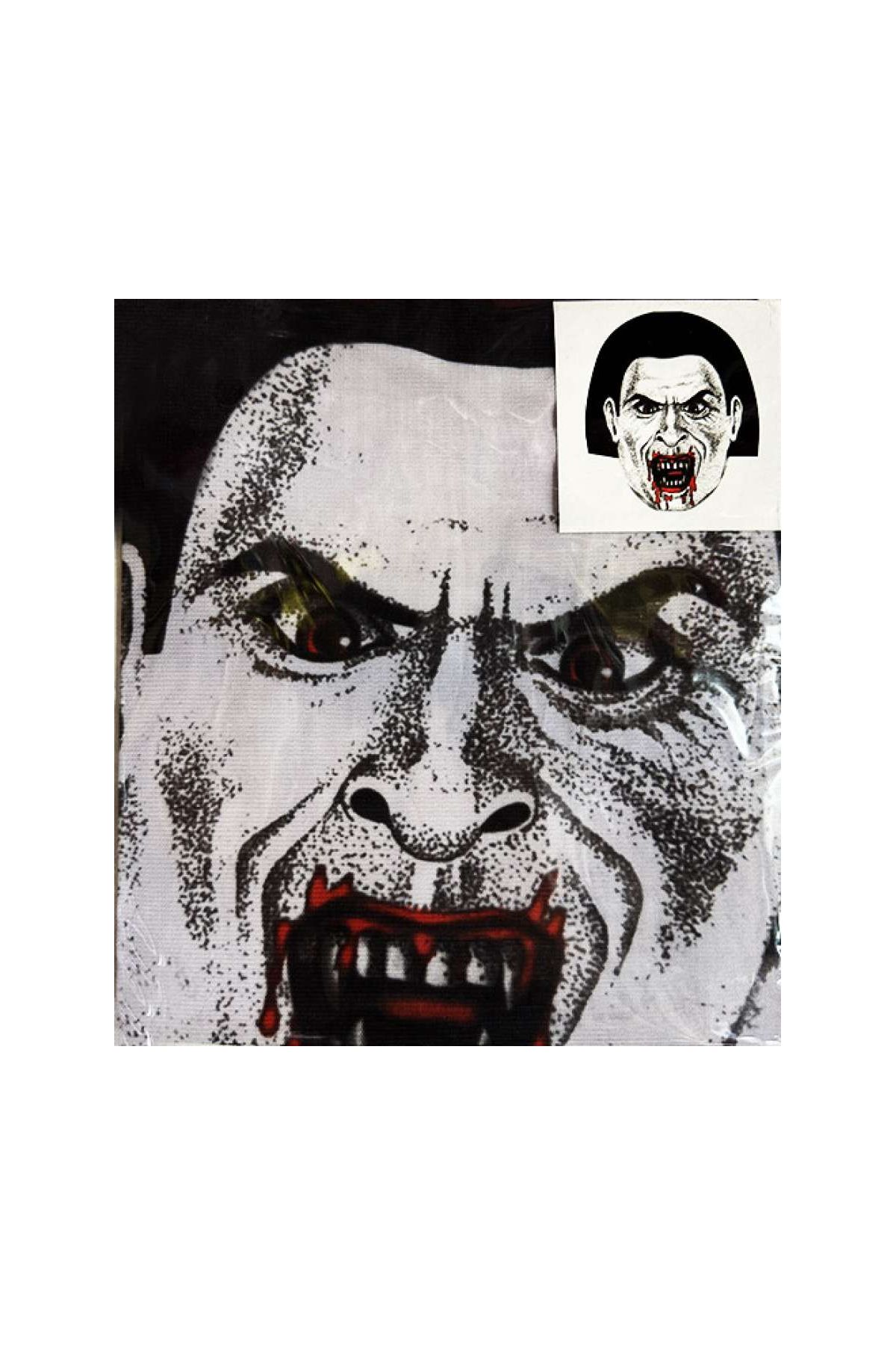 Yüze Yapışan Kafaya Tam Geçmeli Streç Kanlı Vampir Maske Bez Maske Model 2-2