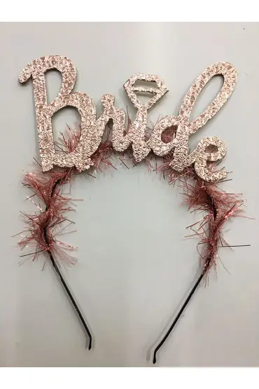 Bride Yazılı Metalize Rose Renk Bekarlığa Veda Parti Tacı