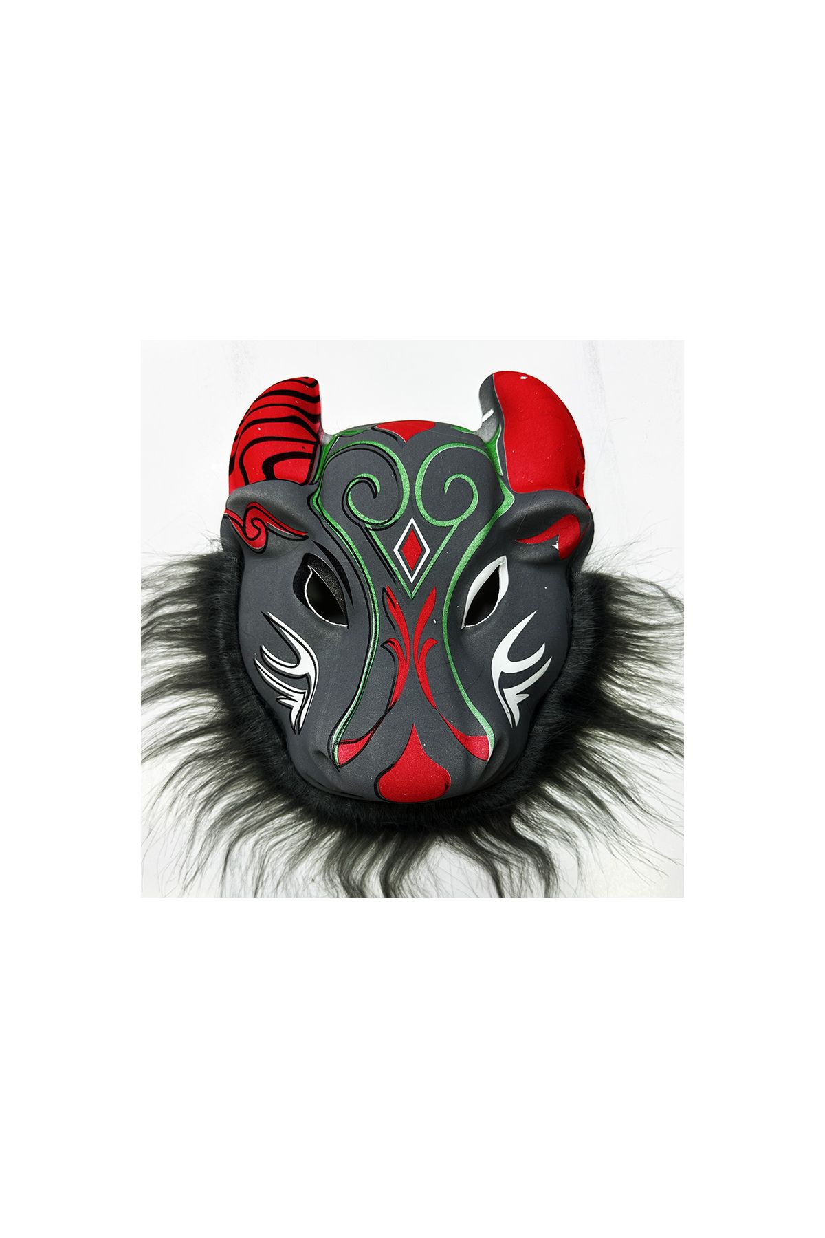 Bufalo Maskesi - Kırmızı Boynuzlu Bufalo Maskesi Yetişkin Çocuk Uyumlu Model 4