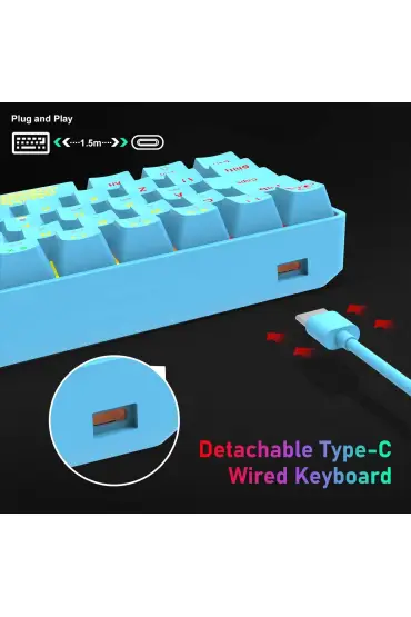 Mekanik 19 Rgb Usb-C Kablolu Mini Oyun Klavyesi T60