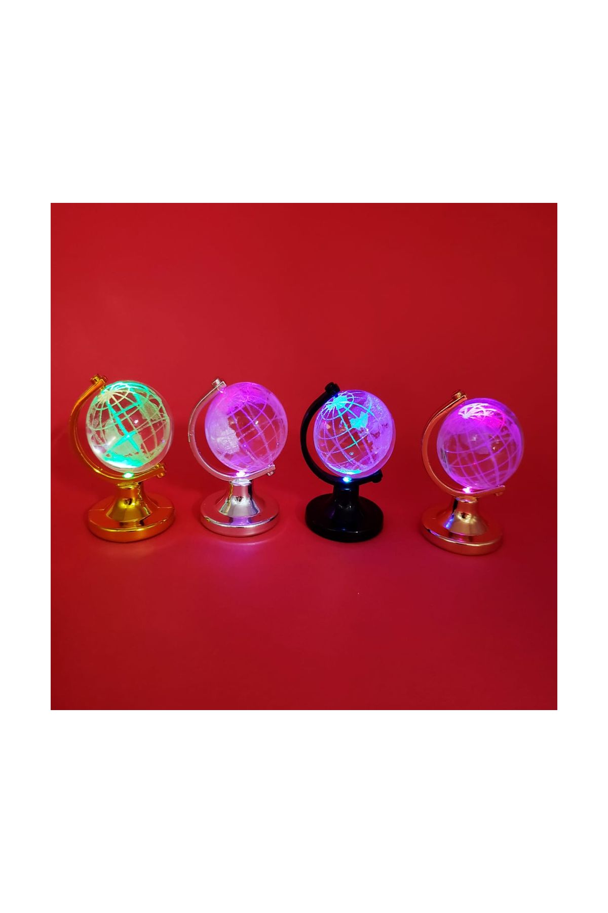 Mini Işıklı Cam Kristal Dünya