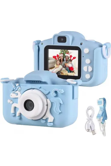 Mini Karikatür Çocuklar Dijital Kamera 1080P Mavi KS104