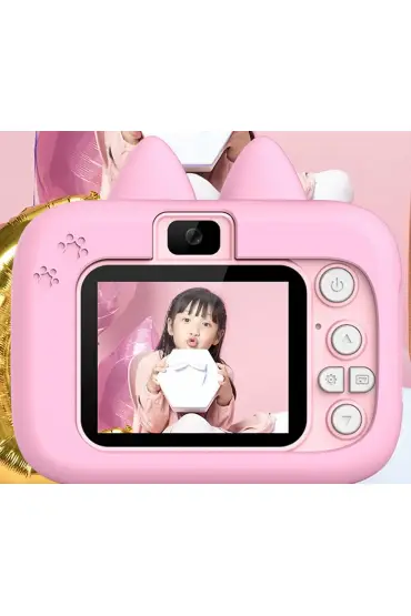 Mini Karikatür Çocuklar Dijital Kamera 1080P Pembe KS102
