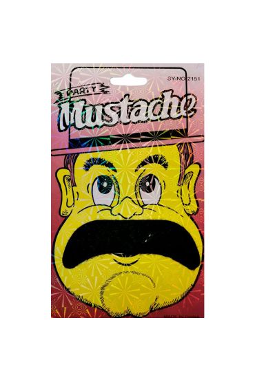 Siyah Renk Gerçekçi Görünümlü Yapışkanlı Pala Bıyık Takma Tüylü Kalın Bıyık Model 2