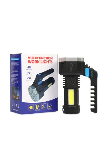 PS-3879 USB Şarj Göstergeli Şarj Edilebilir 7*XPE +COB Led El Feneri