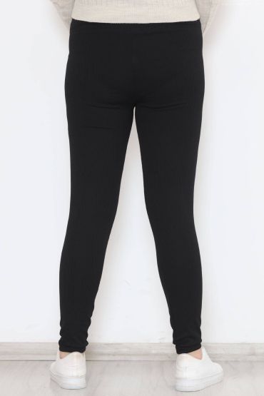 Büyük beden Siyah Fitilli Tayt