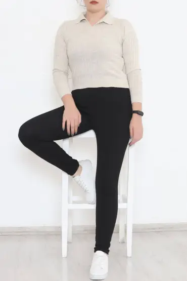 Büyük beden Siyah Fitilli Tayt | Cosmedrome