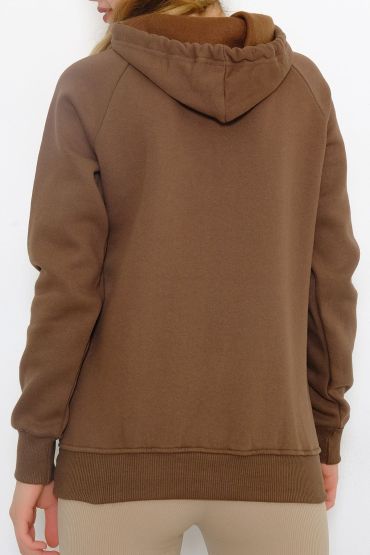 3 iplik Kahverengi Sweatshirt