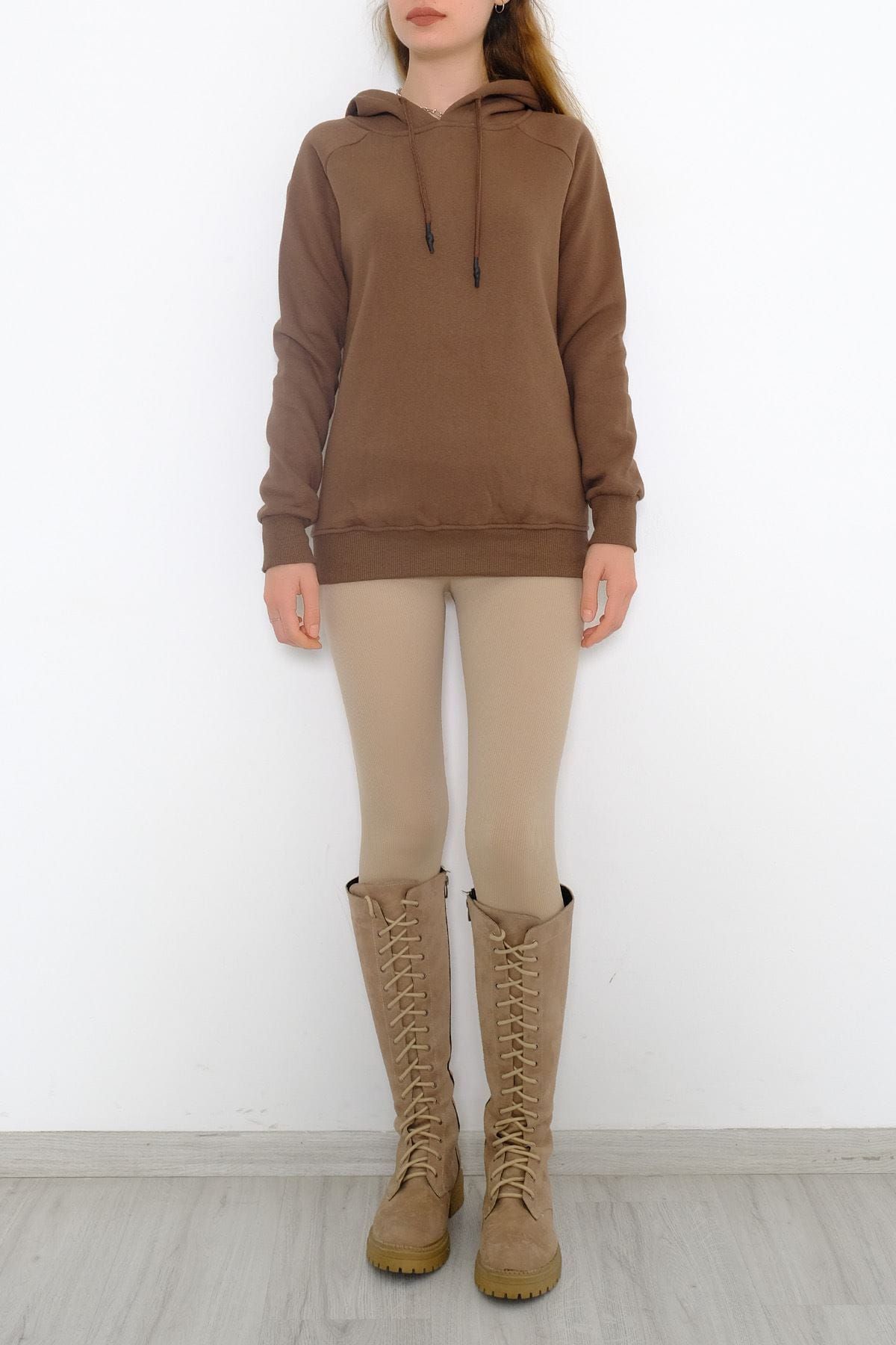 3 iplik Kahverengi Sweatshirt | Cosmedrome
