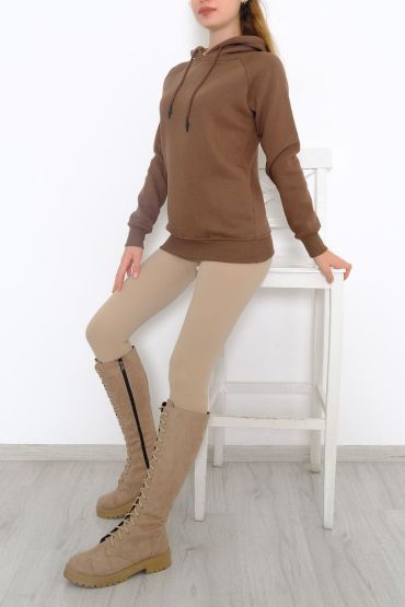 3 iplik Kahverengi Sweatshirt