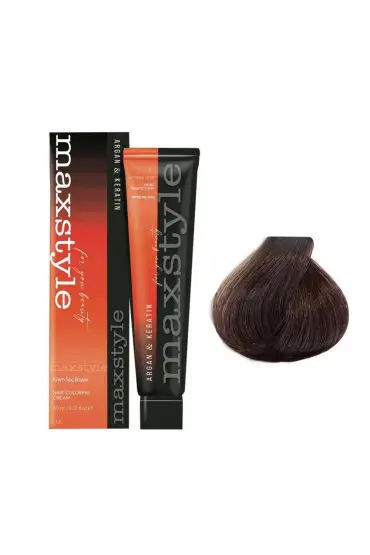 Maxstyle Argan Keratin Saç Boyası 5.35 Bitter Çikolata  x 2 Adet + Sıvı oksidan 2 Adet