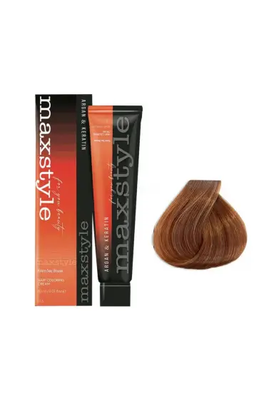 Maxstyle Argan Keratin Saç Boyası 7.34 Karamel  x 2 Adet + Sıvı oksidan 2 Adet