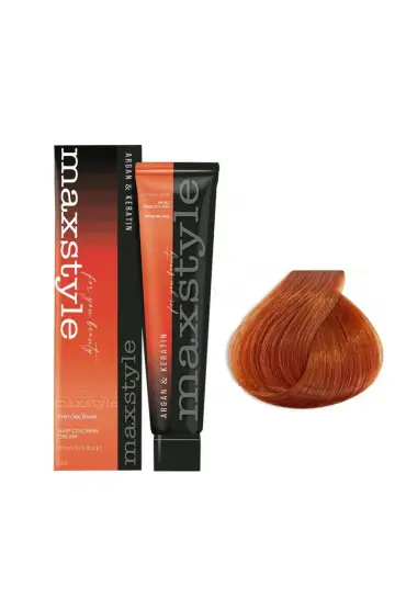 Maxstyle Argan Keratin Saç Boyası 7.44 Yoğun Bakır  x 2 Adet + Sıvı oksidan 2 Adet