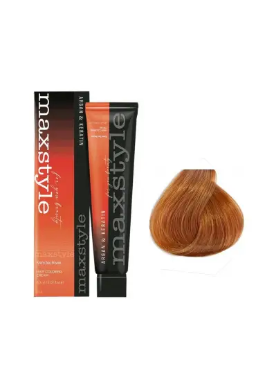Maxstyle Argan Keratin Saç Boyası 8.43 Sultan Bakırı  x 2 Adet + Sıvı oksidan 2 Adet