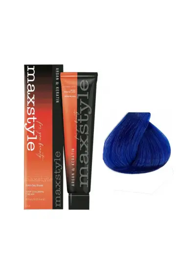 Maxstyle Argan Keratin Saç Boyası Mavi  x 2 Adet + Sıvı oksidan 2 Adet
