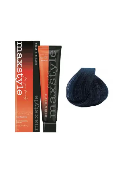 Maxstyle Argan Keratin Saç Boyası 1.10 Mavi Siyah  x 3 Adet + Sıvı oksidan 3 Adet