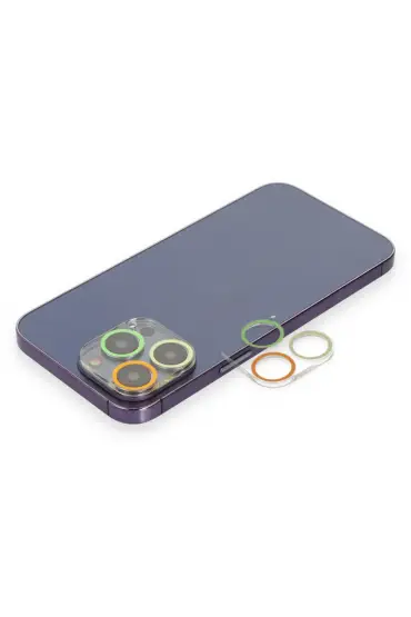  İphone 12 Pro Max Renkli Kamera Lens Koruma Cam - Ürün Rengi : Mavi-Yeşil