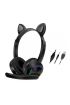  Akz020 Kafa Üstü Işıklı Kedi Kulaklık - Ürün Rengi : Siyah