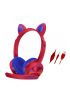  Akz020 Kafa Üstü Işıklı Kedi Kulaklık - Ürün Rengi : Kırmızı