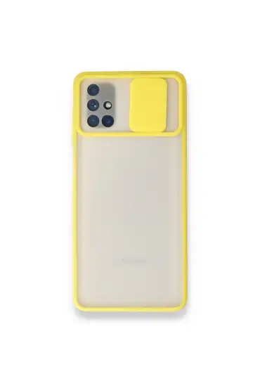  Samsung Galaxy M51 Kılıf Palm Buzlu Kamera Sürgülü Silikon - Ürün Rengi : Sarı