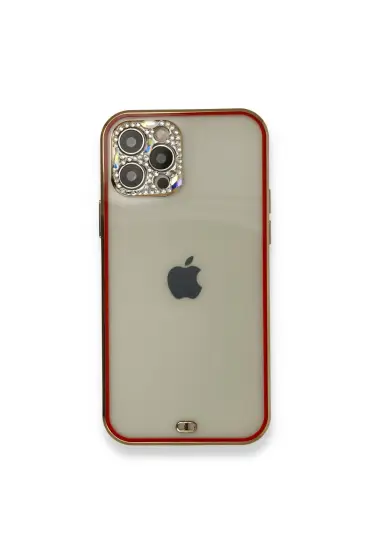  İphone 12 Pro Kılıf Liva Taşlı Silikon - Ürün Rengi : Kırmızı