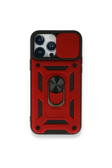  İphone 13 Pro Max Kılıf Pars Lens Yüzüklü Silikon - Ürün Rengi : Kırmızı